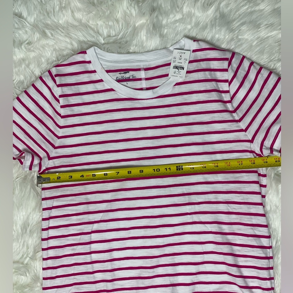 J. Crew Pink and White Striped Short Sleeve Tee #242 - Picture 2 of 6